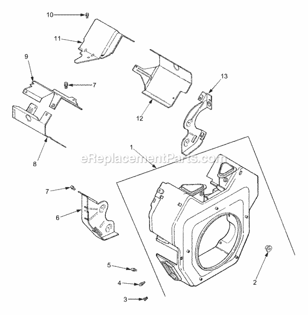 Blower Housing And Baffles Diagram and Parts List for GT3235 14A-692-710 Cub Cadet Lawn Tractor